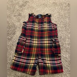 Baby Boy 18m 18 month Polo Ralph Lauren Cargo Plaid knit Shortall Fall romper